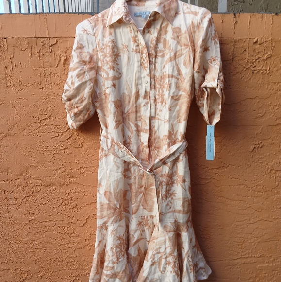 ANTONIO MELANI Beige Floral Mini Dress - Picture 1 of 4